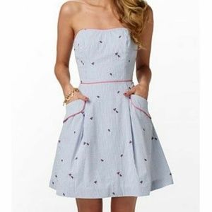 Lilly Pulitzer Strapless Dress in Light Blue and Pink